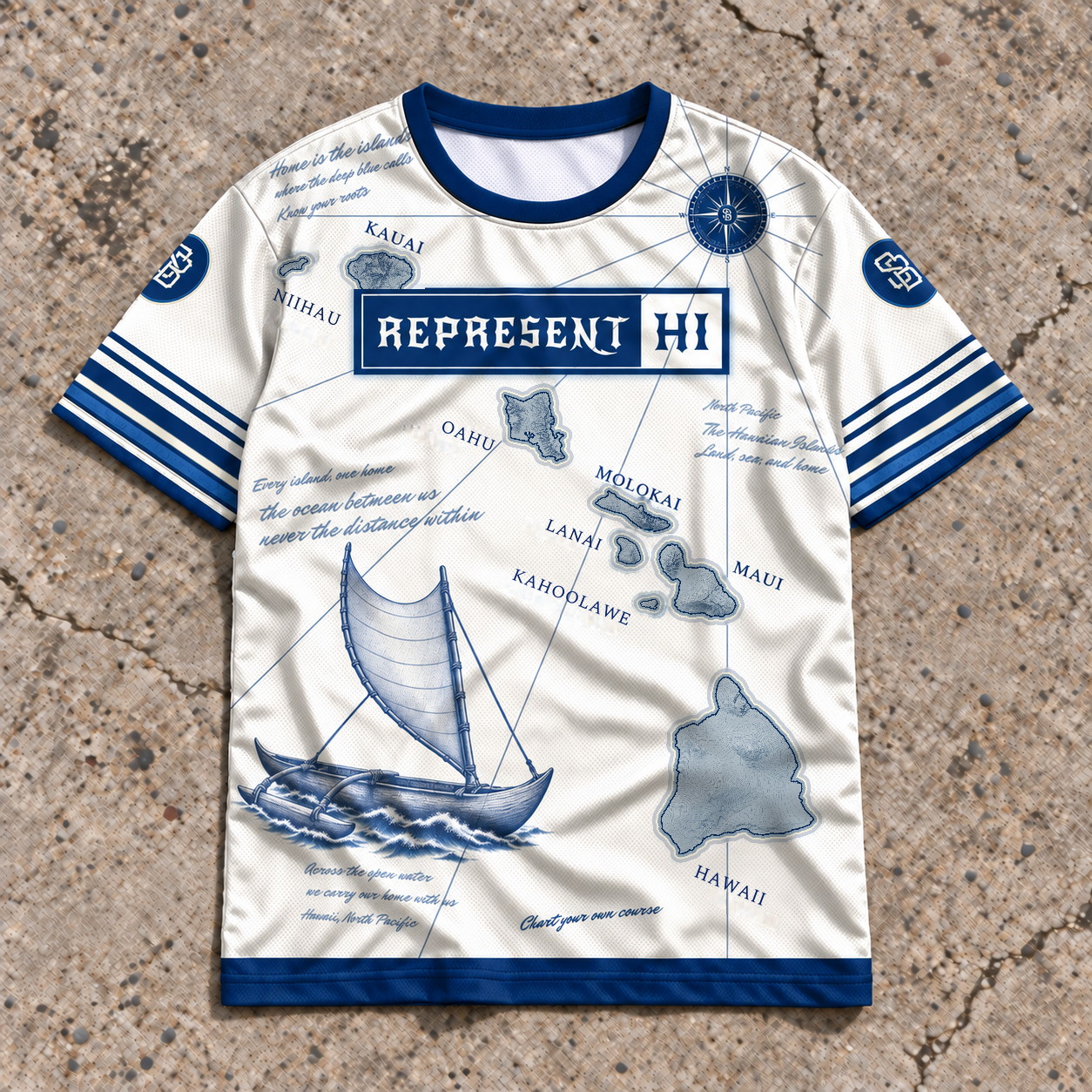 Savage Brand Represent Home Waters Jersey — front view in ocean blue and cream