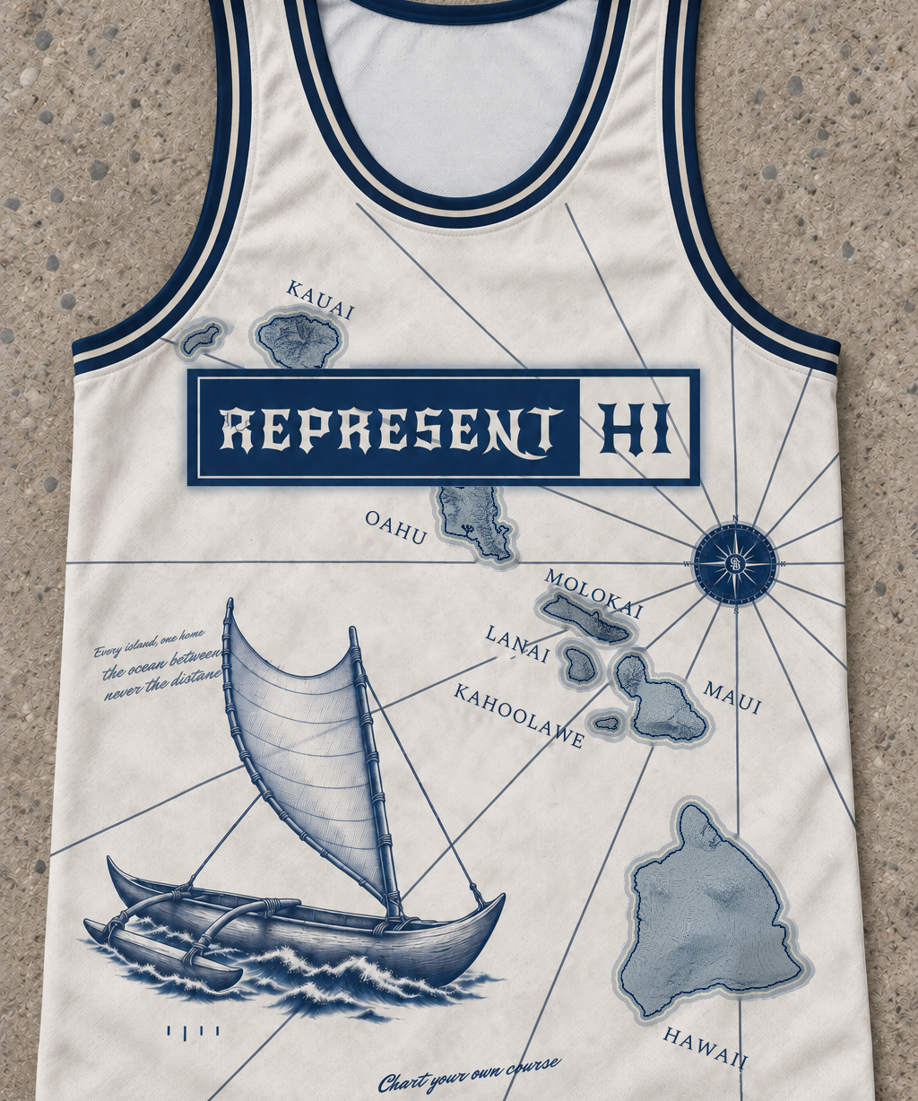 Savage Brand Represent Home Waters Tank — front view in ocean blue and cream