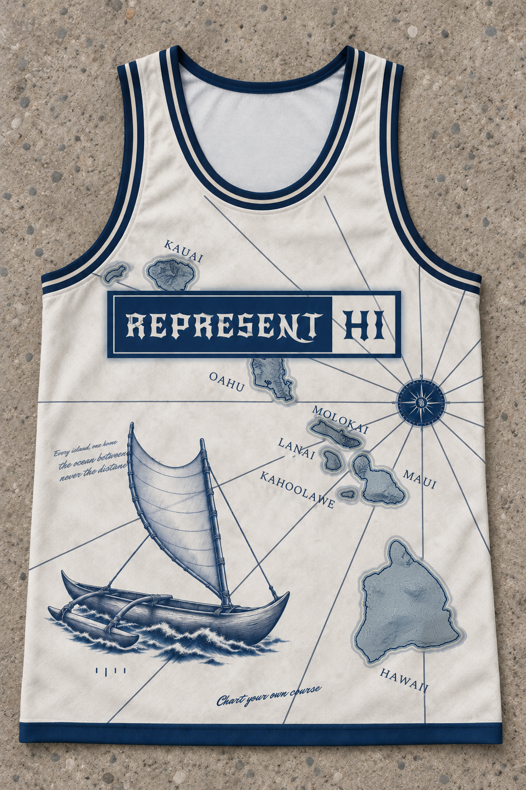 Savage Brand Represent Home Waters Tank — front view in ocean blue and cream