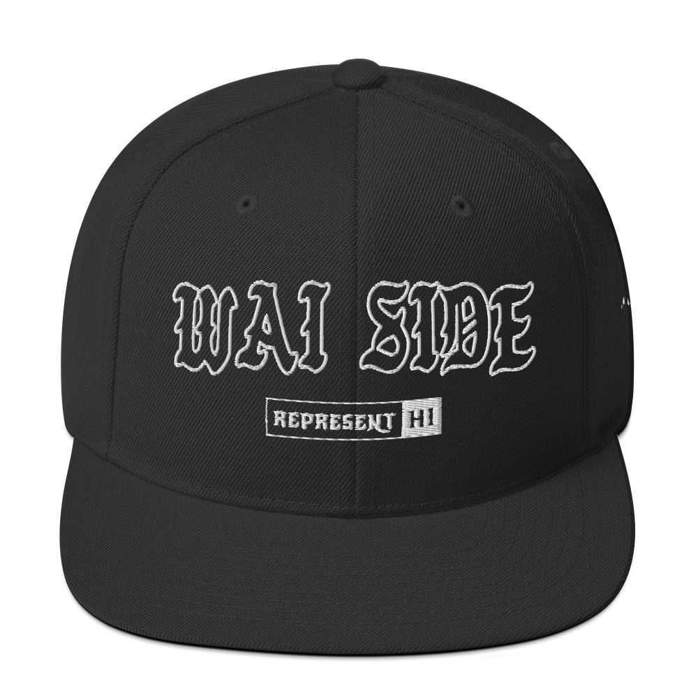 Wai Side Snapback Hat — Black — front view