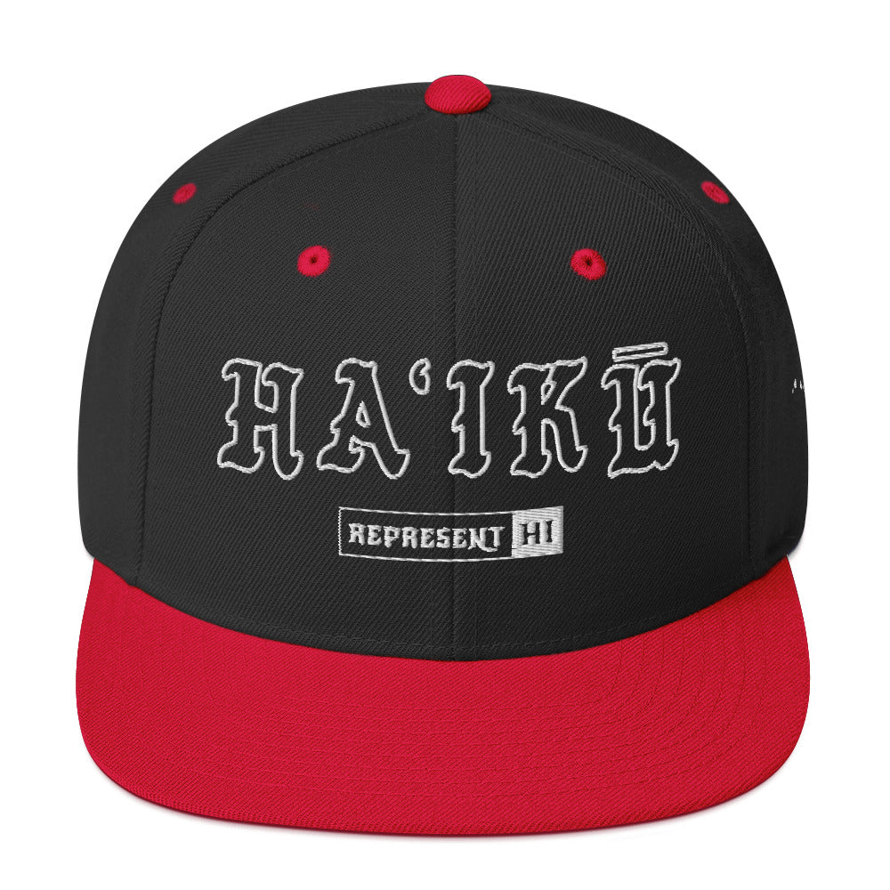 HaʻIkū Snapback Hat — Black/ Red — front view
