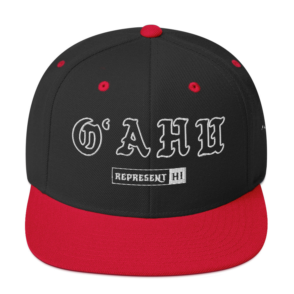 Oʻahu Snapback Hat — Black/ Red — front view