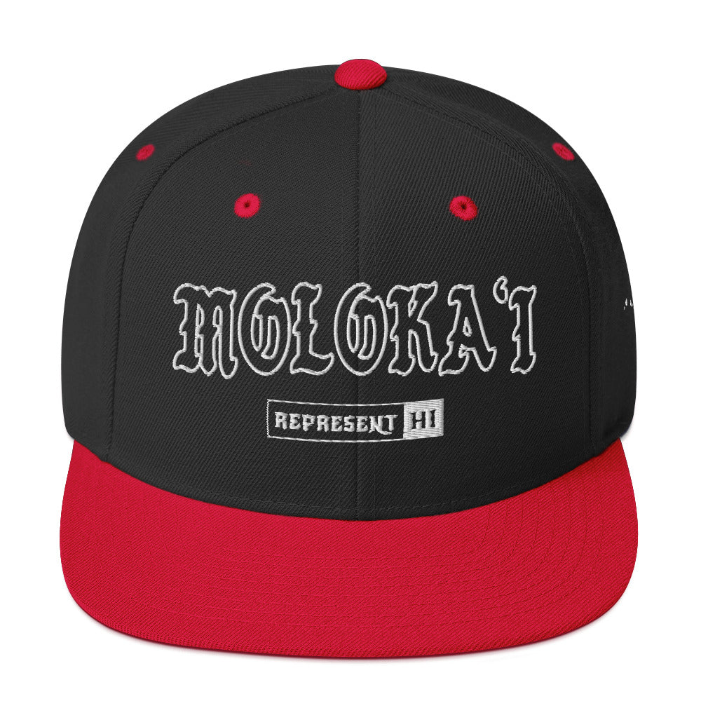 Molokaʻi Snapback Hat — Black/ Red — front view