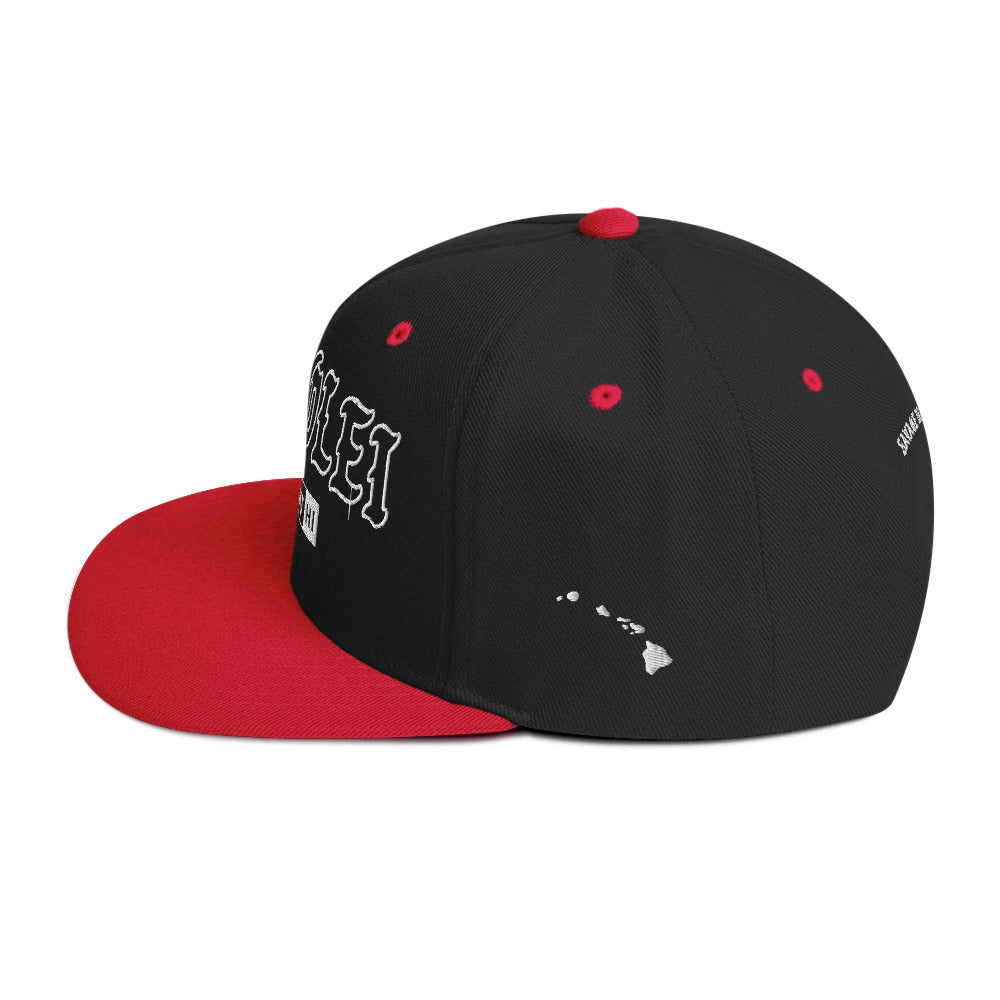 Kapolei Snapback Hat — Black/ Red — left side view
