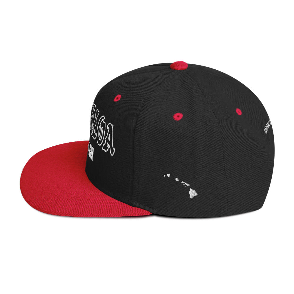 Maunaloa Snapback Hat — Black/ Red — left side view
