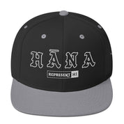 Hāna Snapback Hat — Black/ Silver — front view