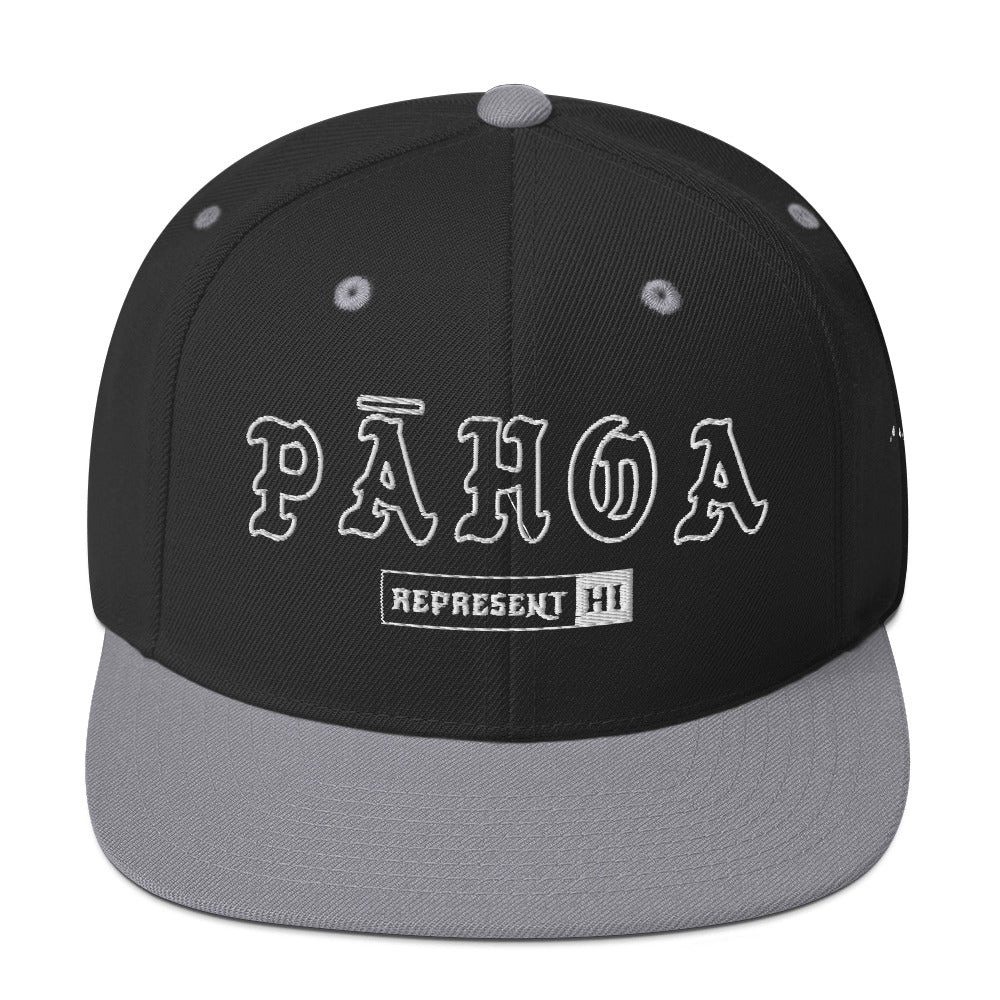 Pāhoa Snapback Hat — Black/ Silver — front view