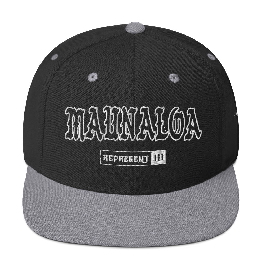 Maunaloa Snapback Hat — Black/ Silver — front view