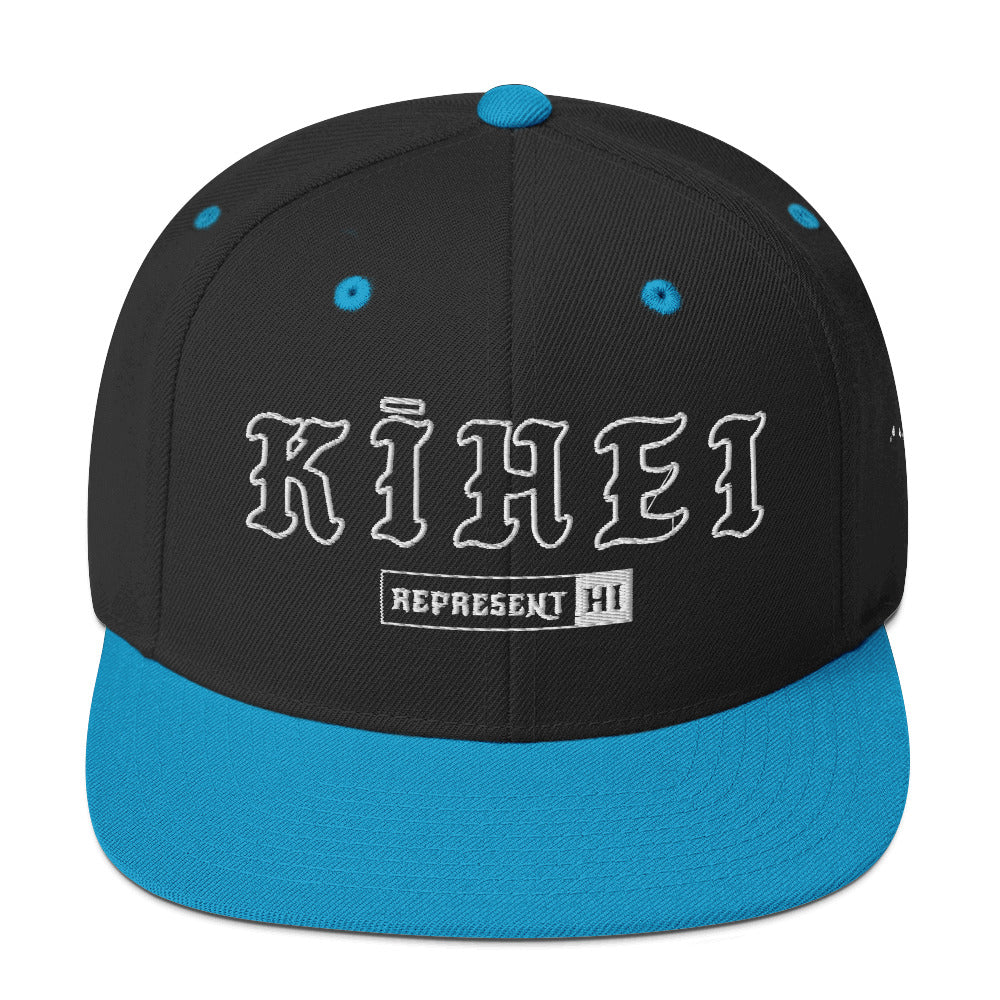 Kīhei Snapback Hat — Black/ Teal — front view