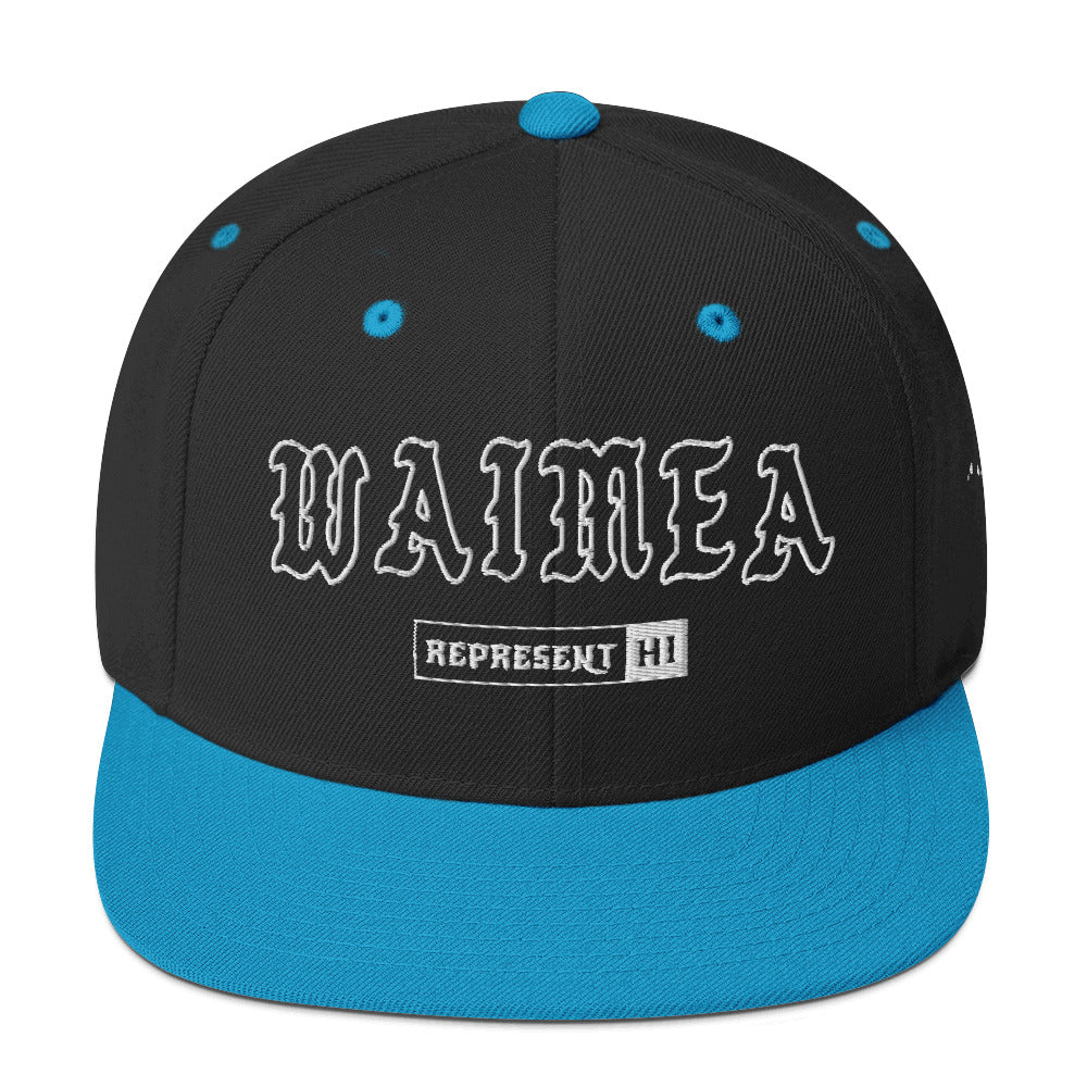 Waimea Snapback Hat — Hawaiʻi Island — Black/ Teal — front view