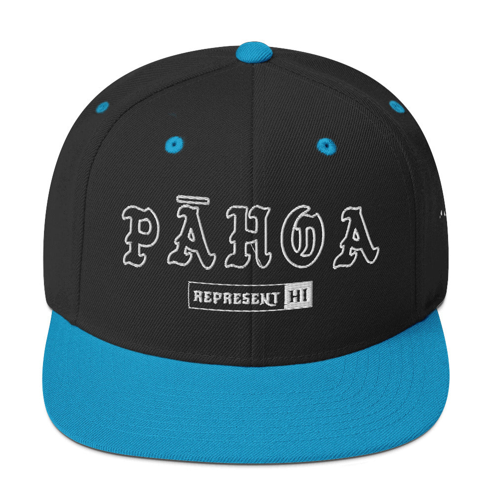 Pāhoa Snapback Hat — Black/ Teal — front view