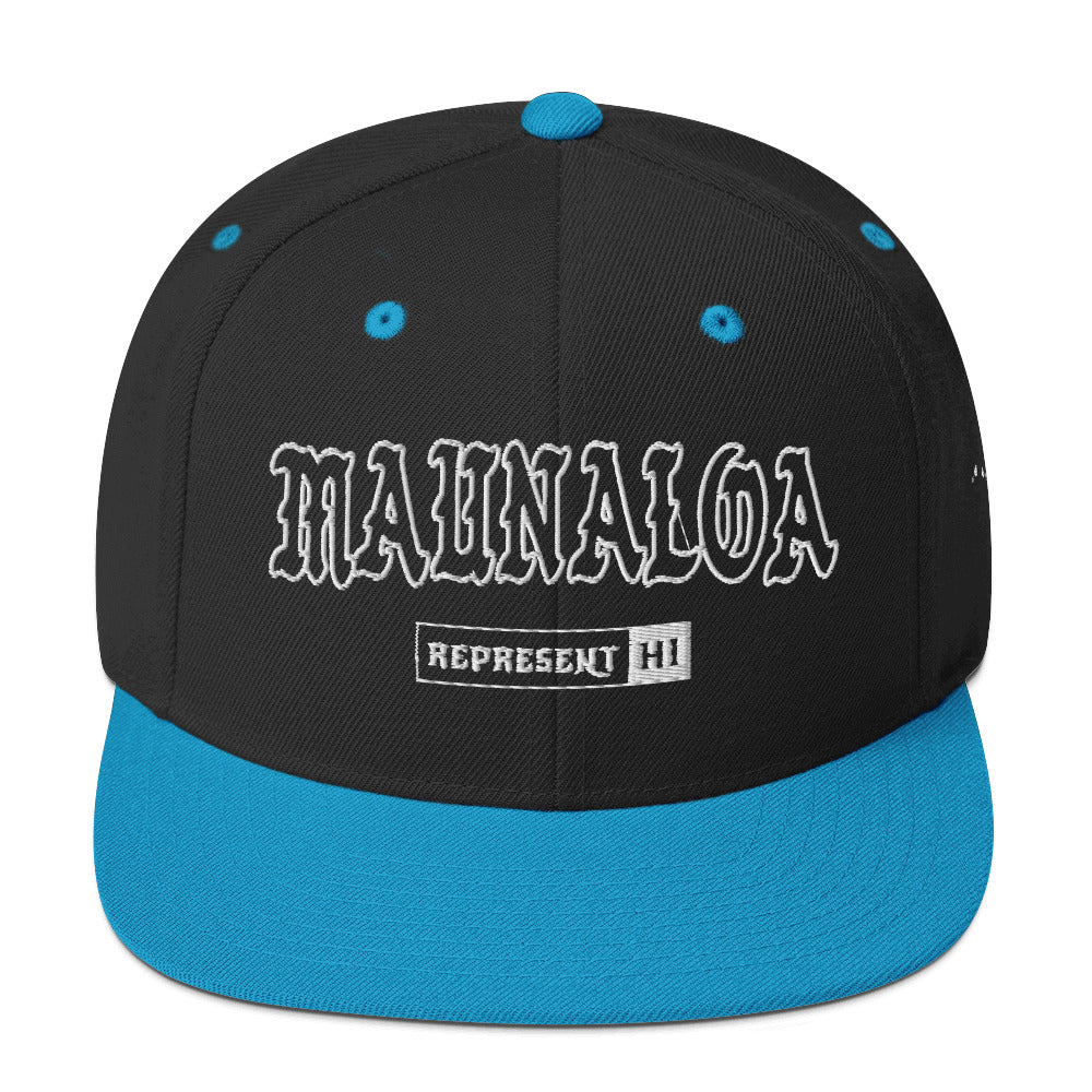 Maunaloa Snapback Hat — Black/ Teal — front view