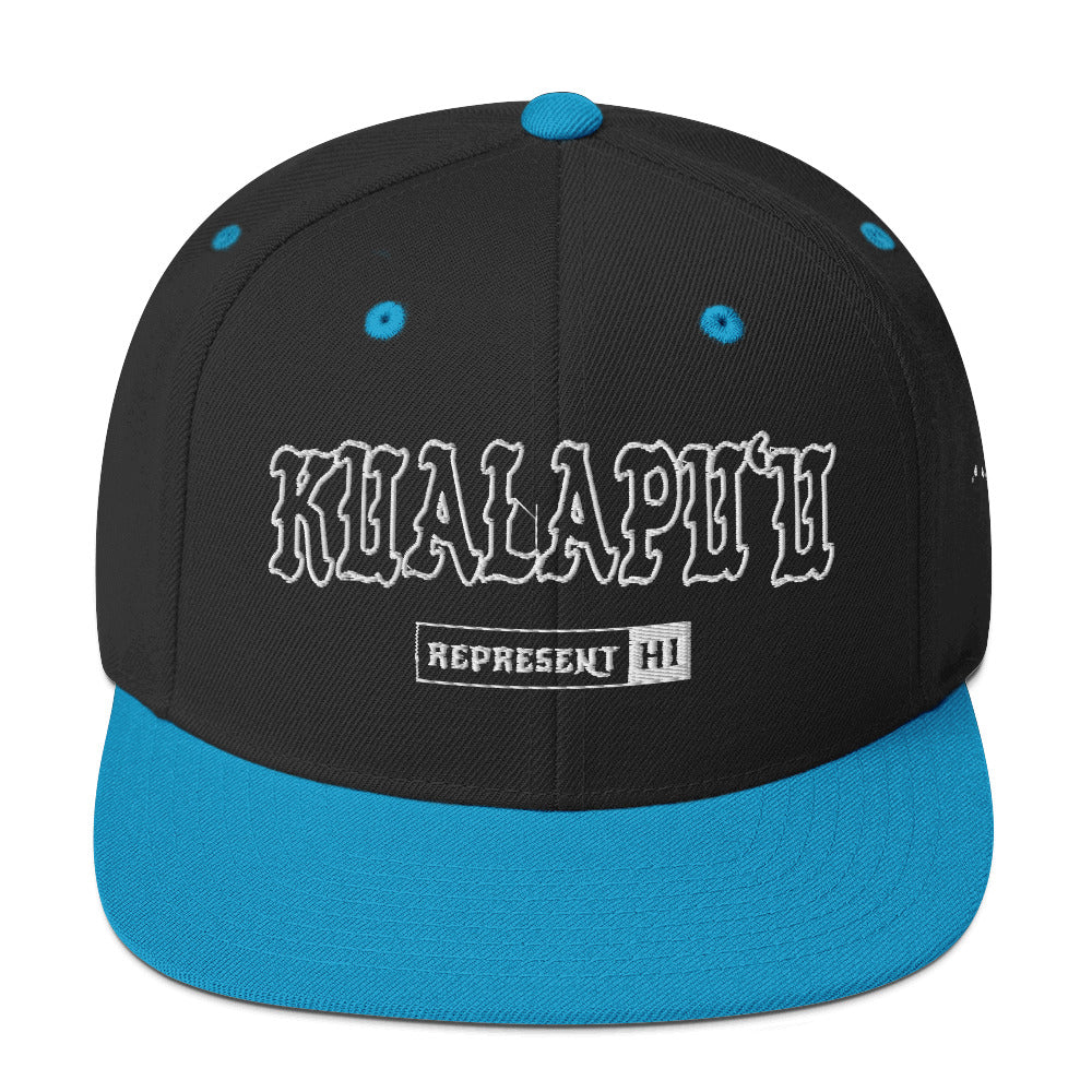KualapuʻU Snapback Hat — Black/ Teal — front view