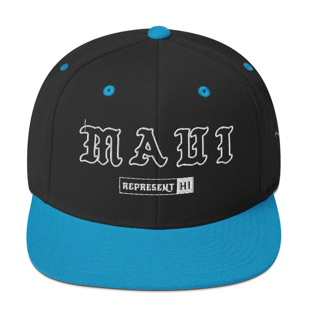 Maui Snapback Hat — Black/ Teal — front view