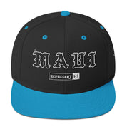 Maui Snapback Hat — Black/ Teal — front view