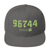 Kaneohe 96744 Dark Grey/Lime hat — Printful Front