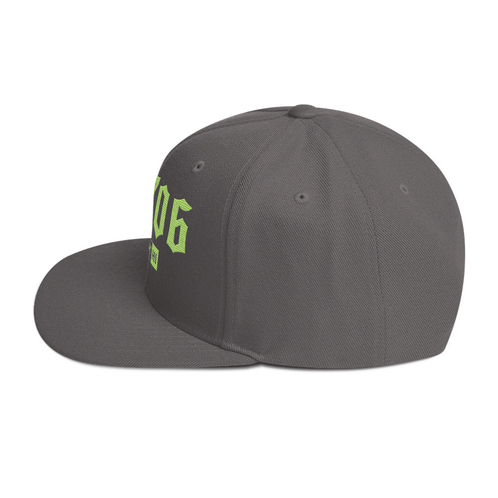 Ewa Beach 96706 Dark Grey/Lime hat — Printful Left Side