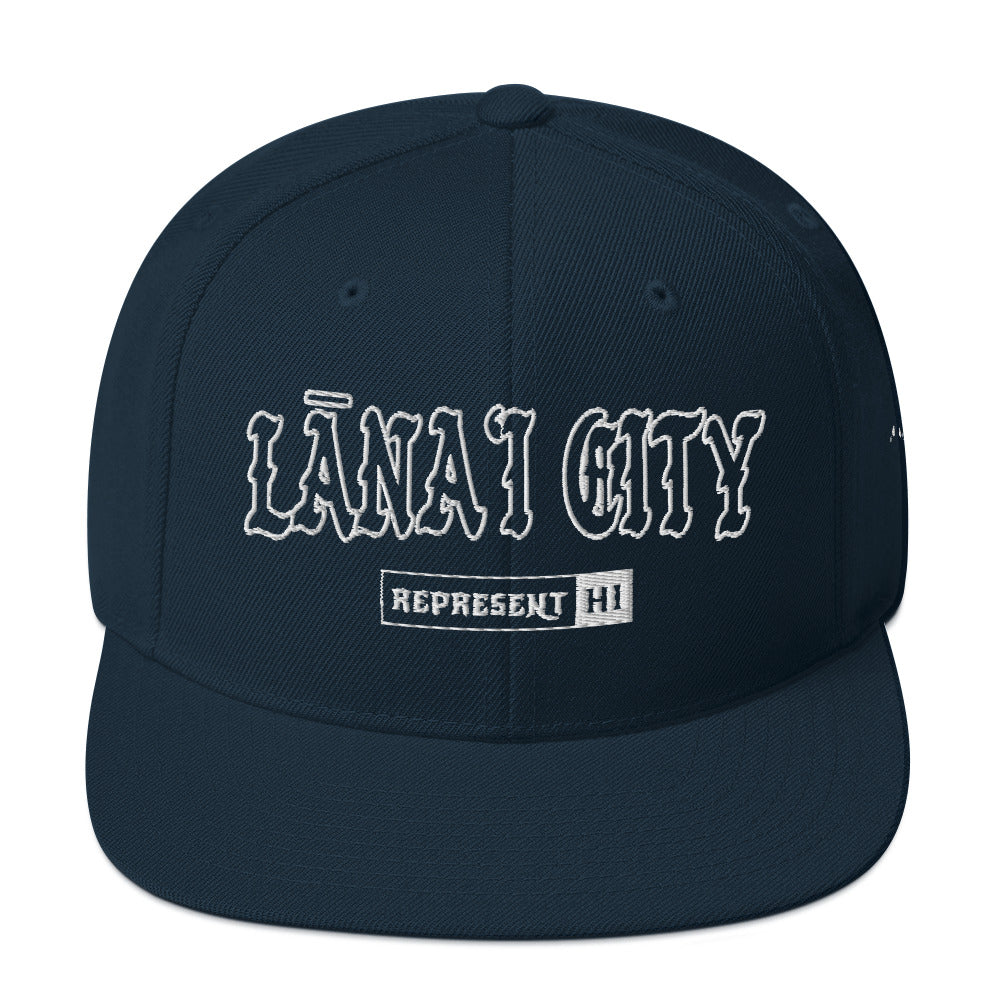 LānaʻI City Snapback Hat — Dark Navy — front view