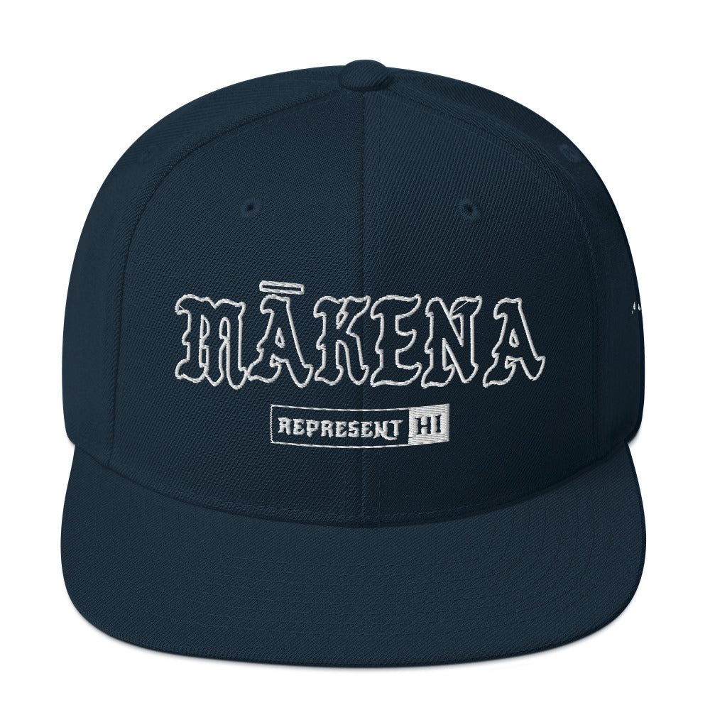 Mākena Snapback Hat — Dark Navy — front view