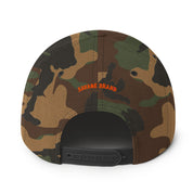 KāneʻOhe Snapback Hat — Green Camo — orange embroidery — back view