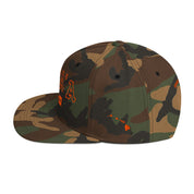KapaʻA Snapback Hat — Green Camo — orange embroidery — left side view