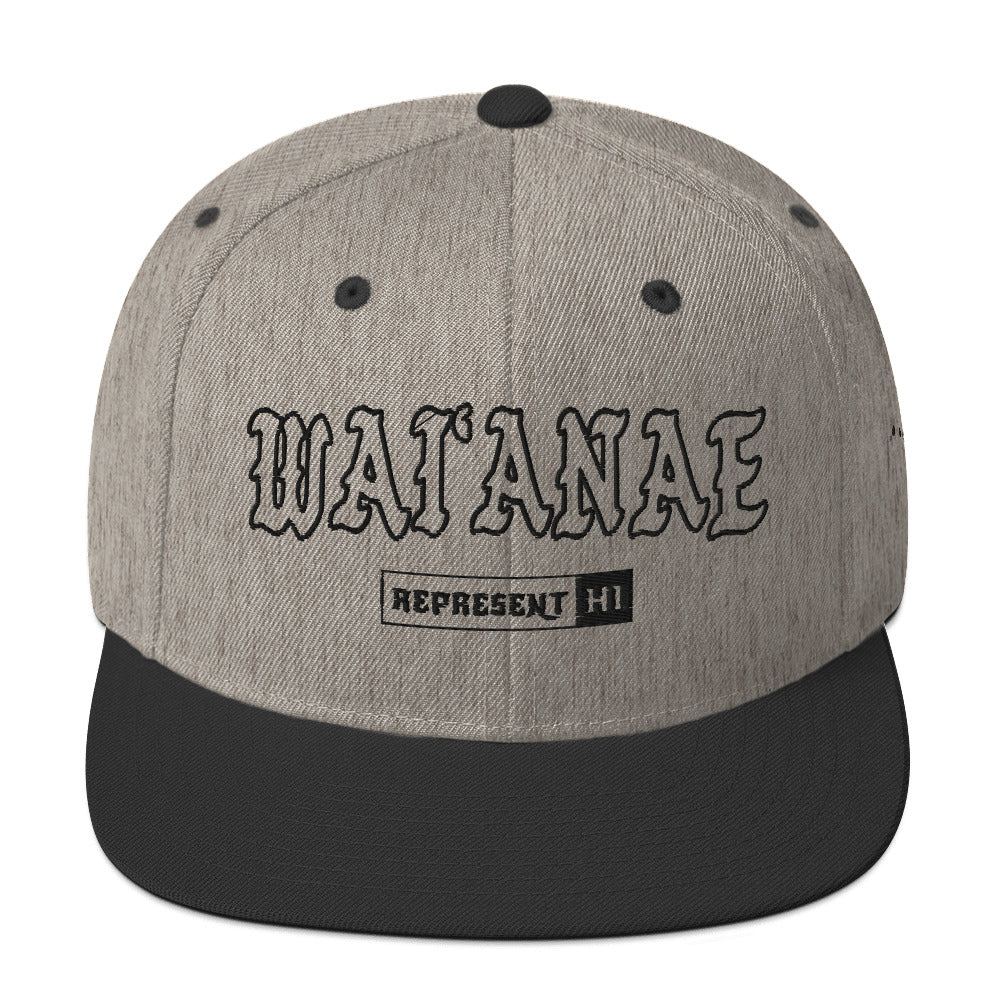 WaiʻAnae Snapback Hat — Heather/Black — front view