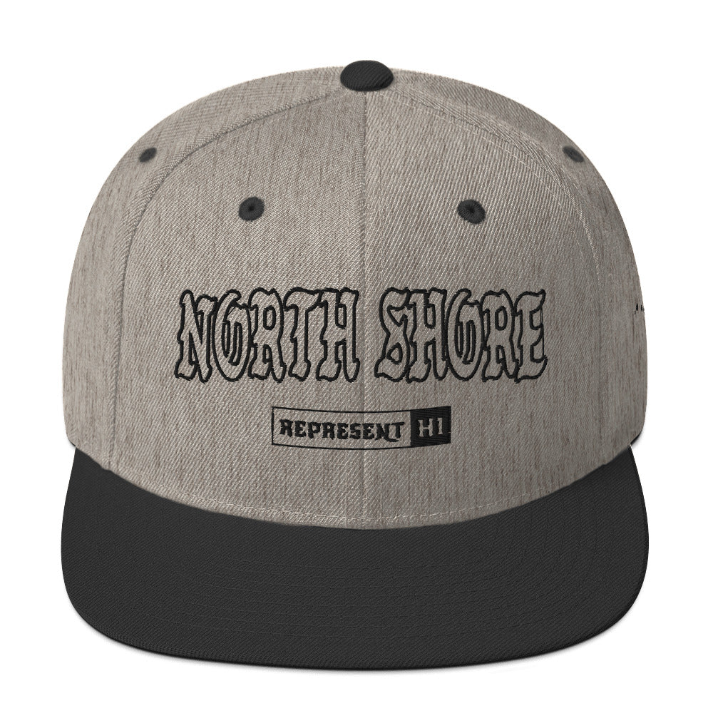 North Shore Snapback Hat — Heather/Black — front view