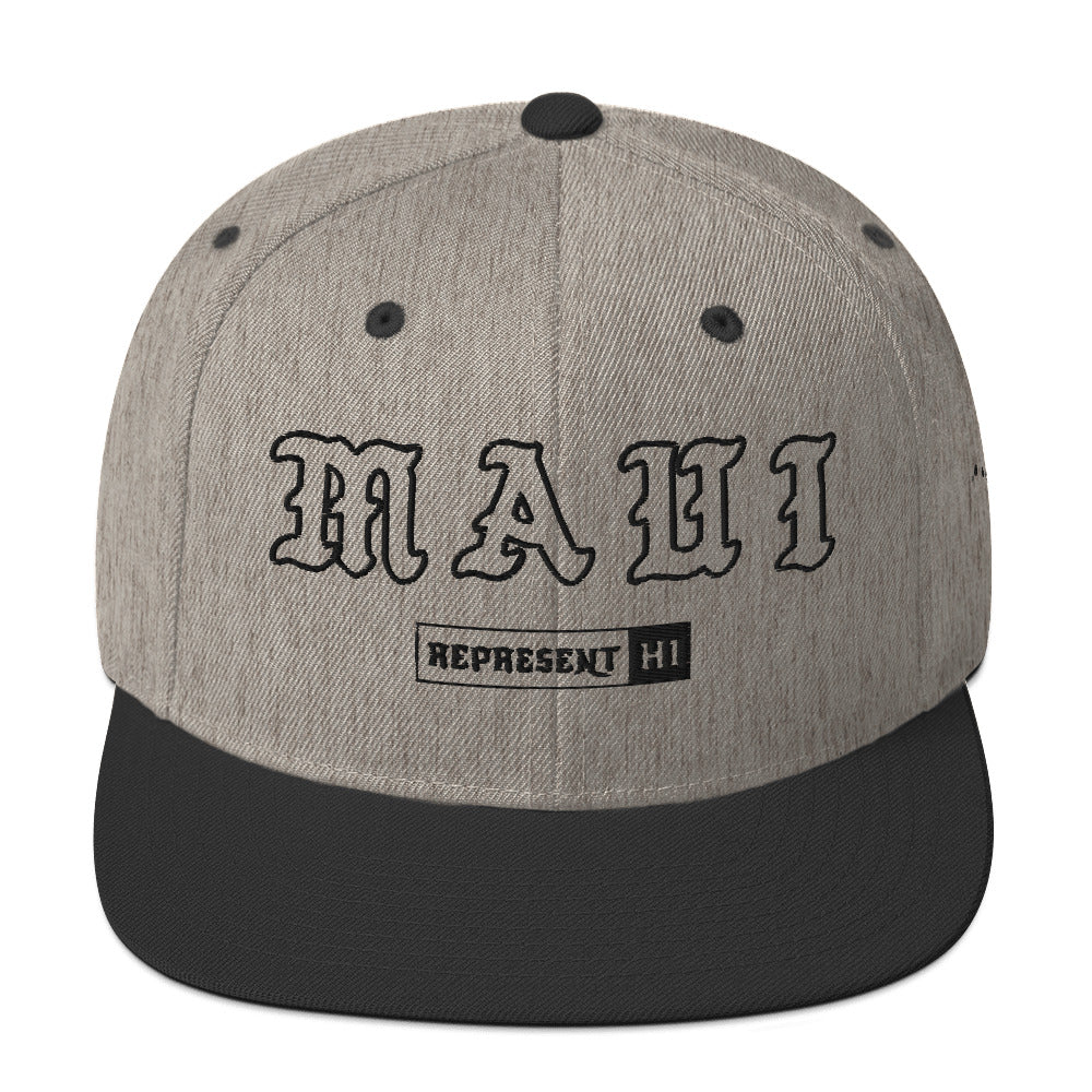 Maui Snapback Hat — Heather/Black — front view