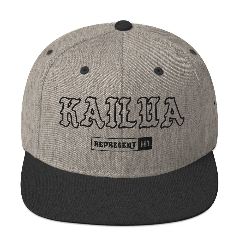 Kailua Snapback Hat — Heather/Black — front view