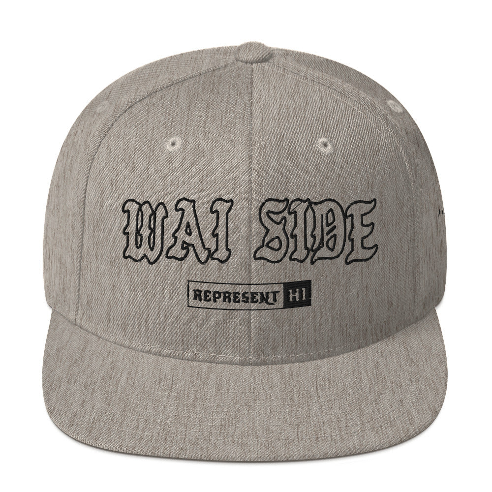 Wai Side Snapback Hat — Heather Grey — front view