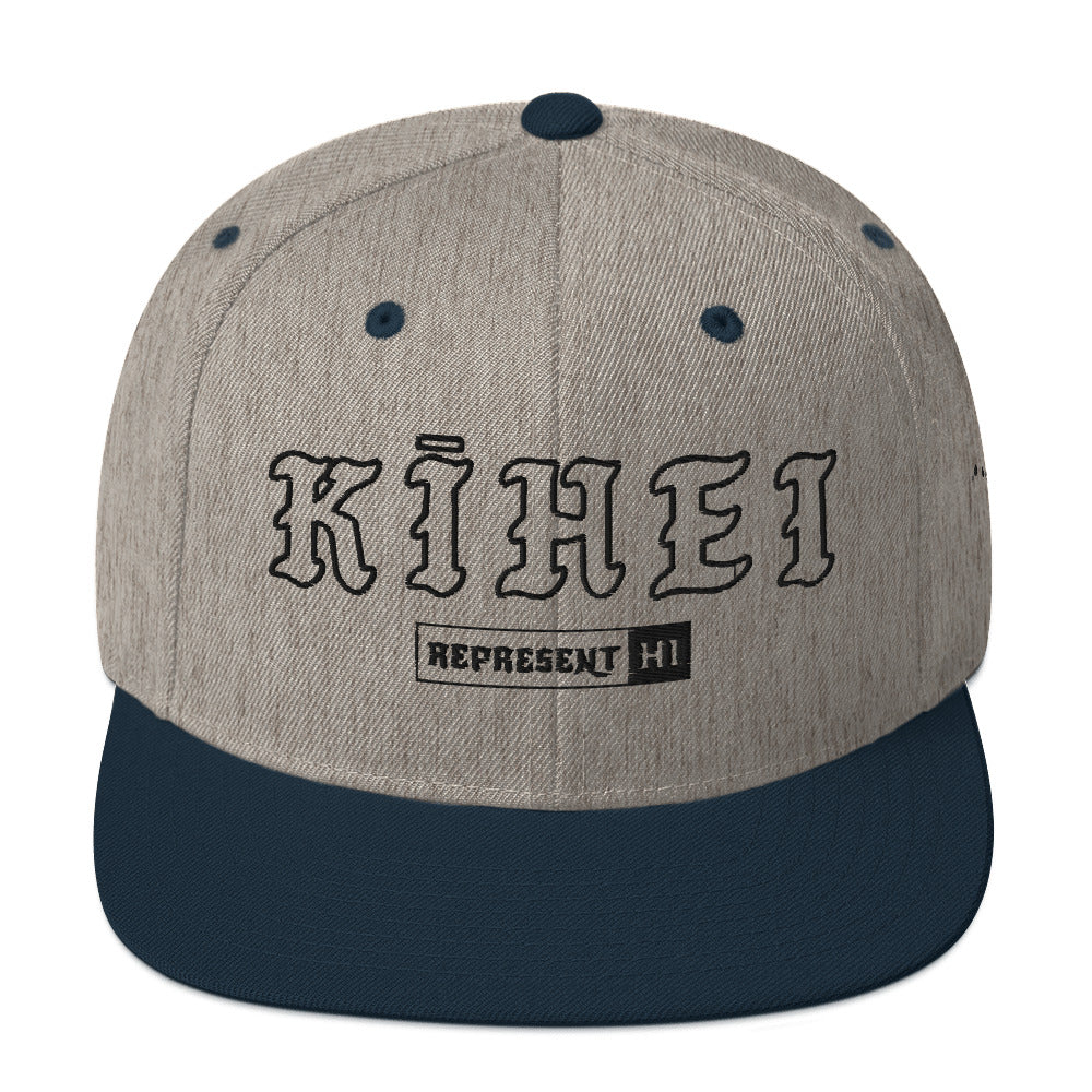 Kīhei Snapback Hat — Heather Grey/ Navy — front view