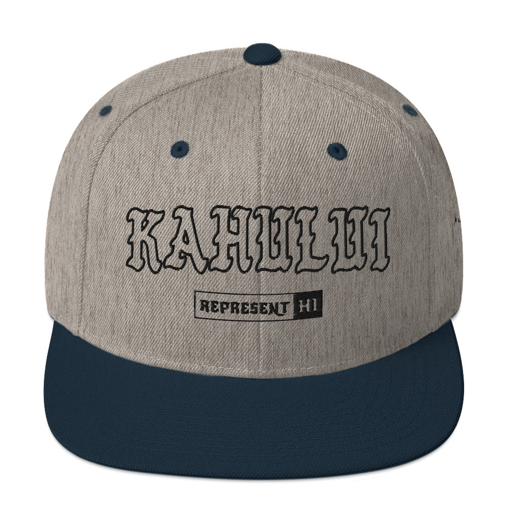 Kahului Snapback Hat — Heather Grey/ Navy — front view
