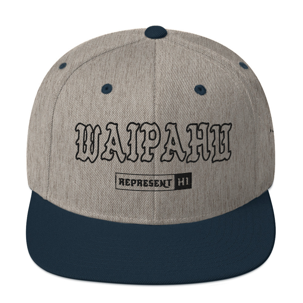 Waipahu Snapback Hat — Heather Grey/ Navy — front view