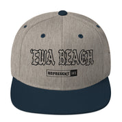 ʻEwa Beach Snapback Hat — Heather Grey/ Navy — front view