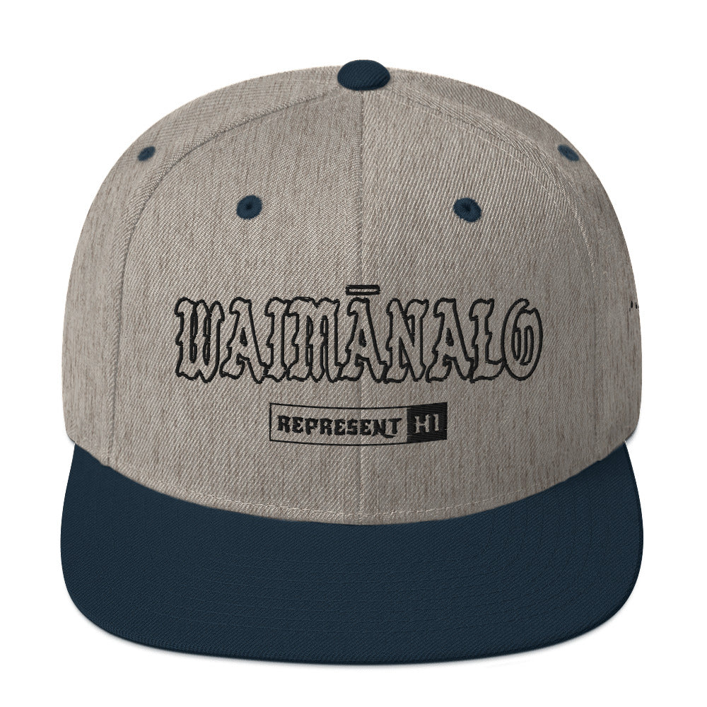 Waimānalo Snapback Hat — Heather Grey/ Navy — front view