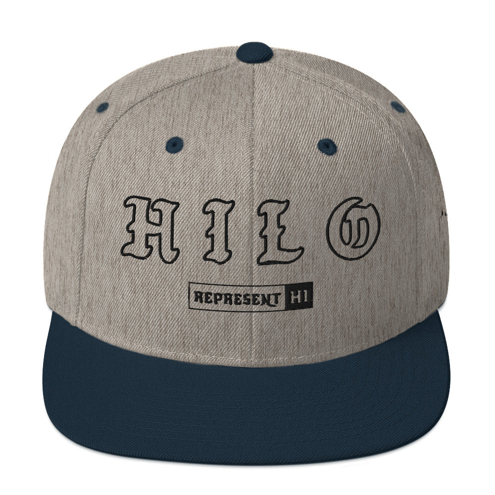 Hilo Snapback Hat — Heather Grey/ Navy — front view