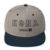 Kona Snapback Hat — Heather Grey/ Navy — front view
