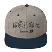 Kōloa Snapback Hat — Heather Grey/ Navy — front view