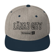 LānaʻI City Snapback Hat — Heather Grey/ Navy — front view