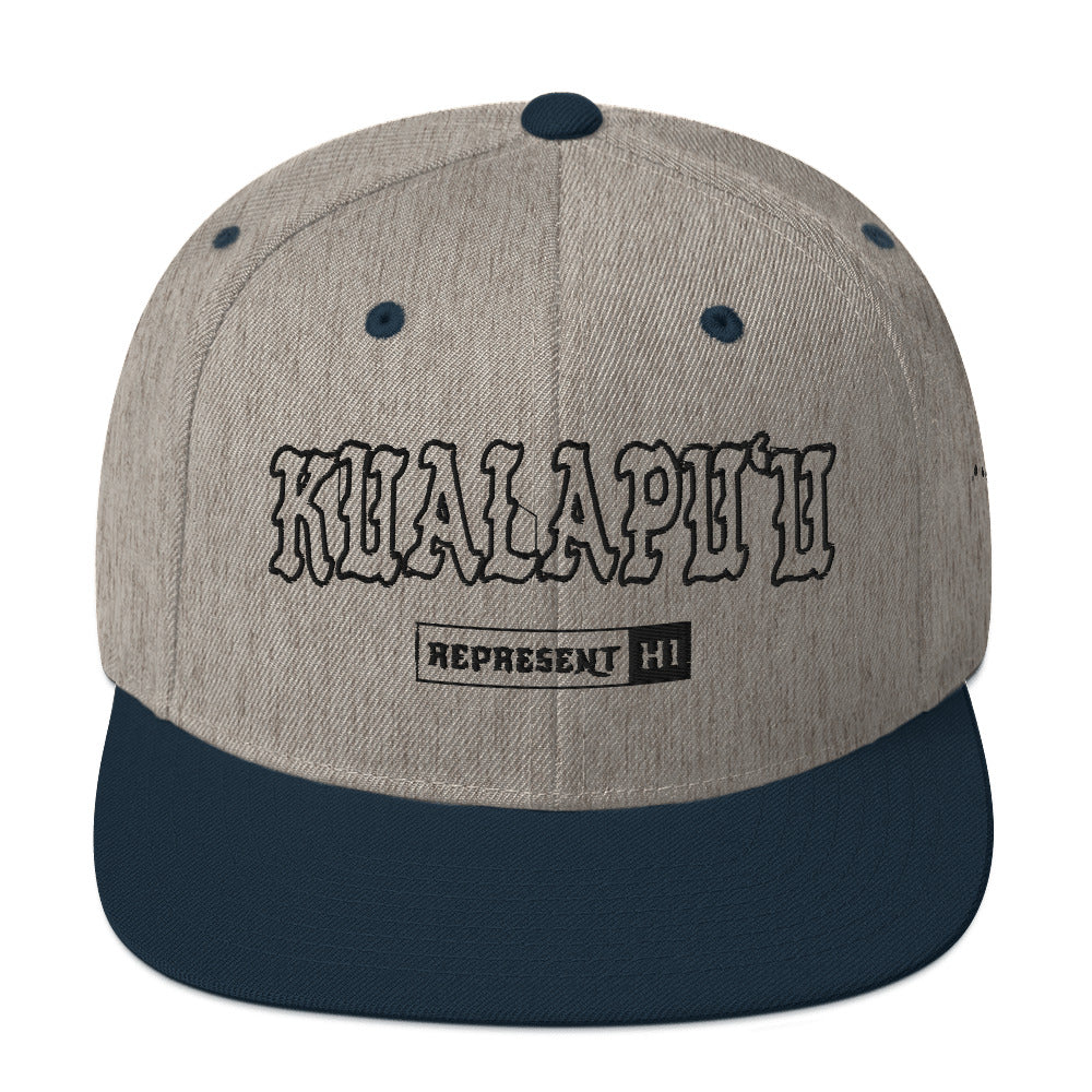 KualapuʻU Snapback Hat — Heather Grey/ Navy — front view