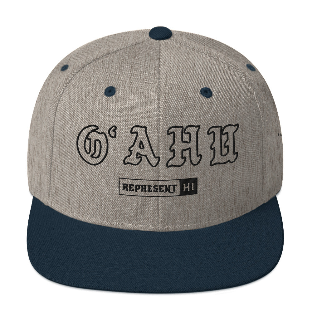 Oʻahu Snapback Hat — Heather Grey/ Navy — front view