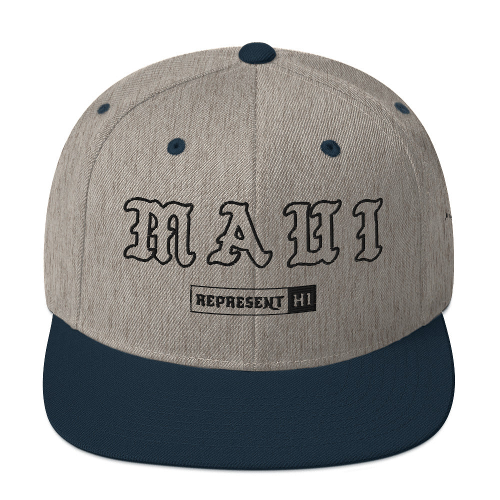 Maui Snapback Hat — Heather Grey/ Navy — front view