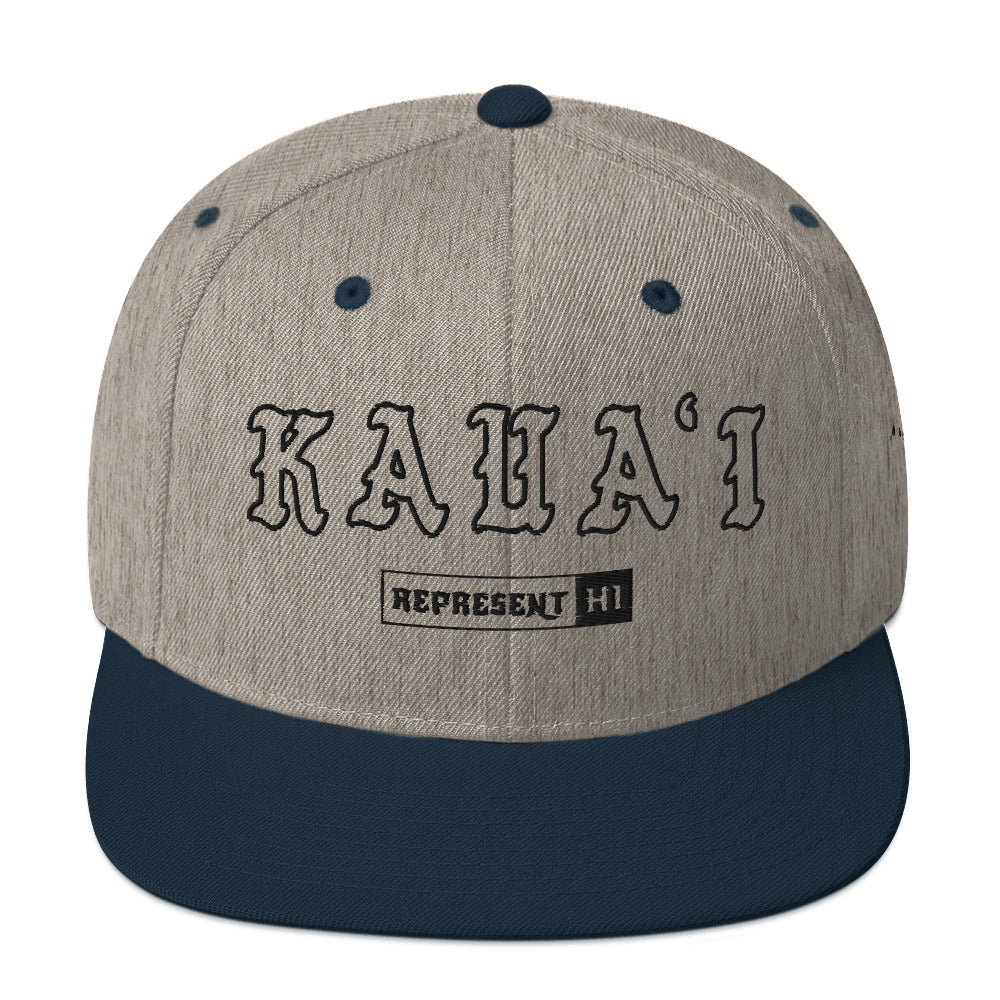 Kauaʻi Snapback Hat — Heather Grey/ Navy — front view