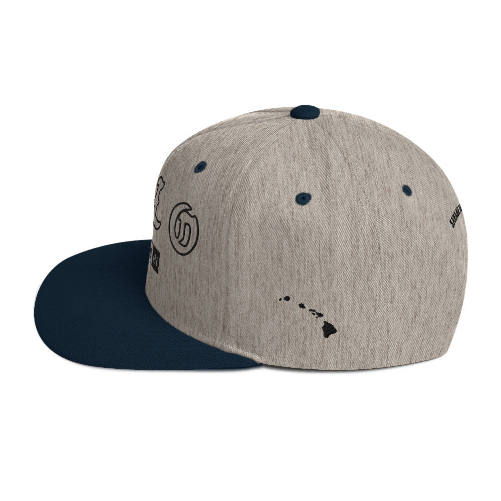 Hilo Snapback Hat — Heather Grey/ Navy — left side view