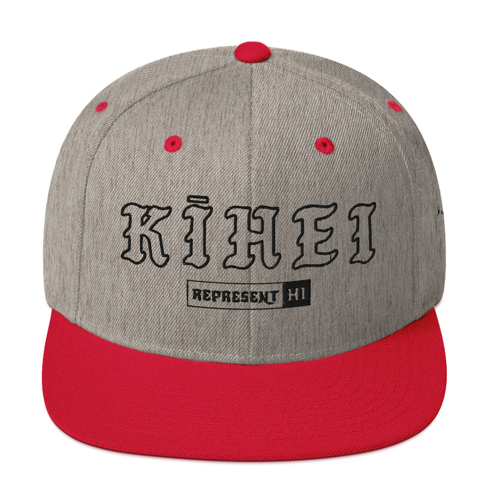 Kīhei Snapback Hat — Heather Grey/ Red — front view