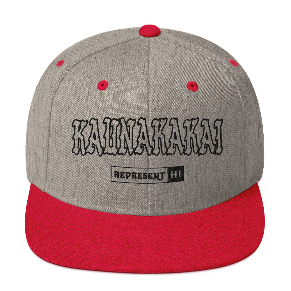 Kaunakakai Snapback Hat — Heather Grey/ Red — front view