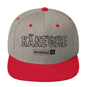 KāneʻOhe Snapback Hat — Heather Grey/ Red — front view