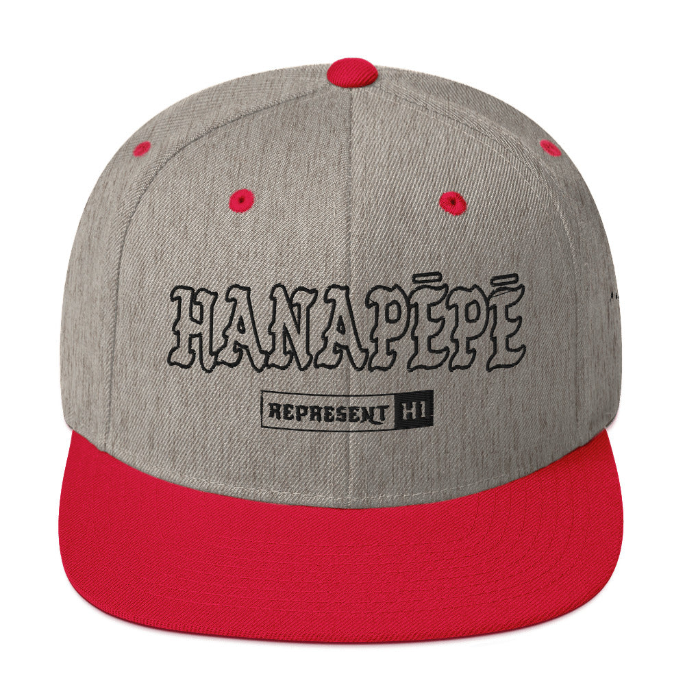 Hanapēpē Snapback Hat — Heather Grey/ Red — front view