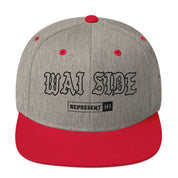 Wai Side Snapback Hat — Heather Grey/ Red — front view