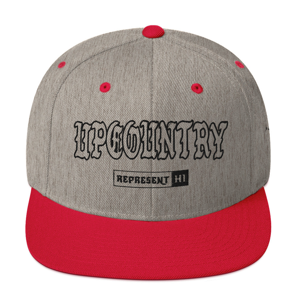 Upcountry Snapback Hat — Heather Grey/ Red — front view